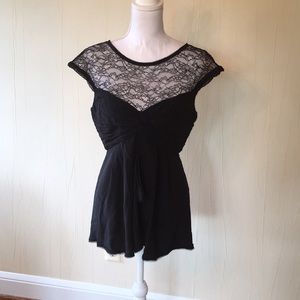 BCBG black lace and silk top
